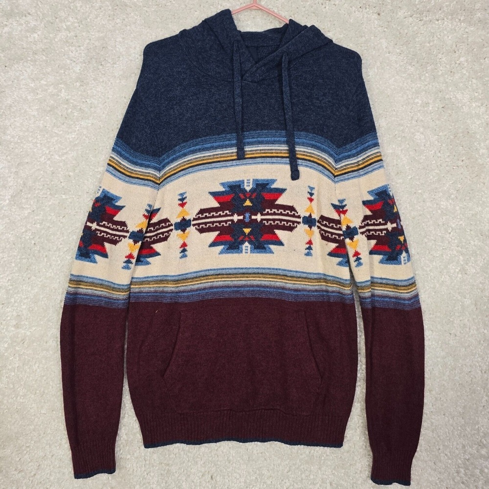 American Eagle Mens Aztec Hoodie Sweater Pullover Size M Southwest